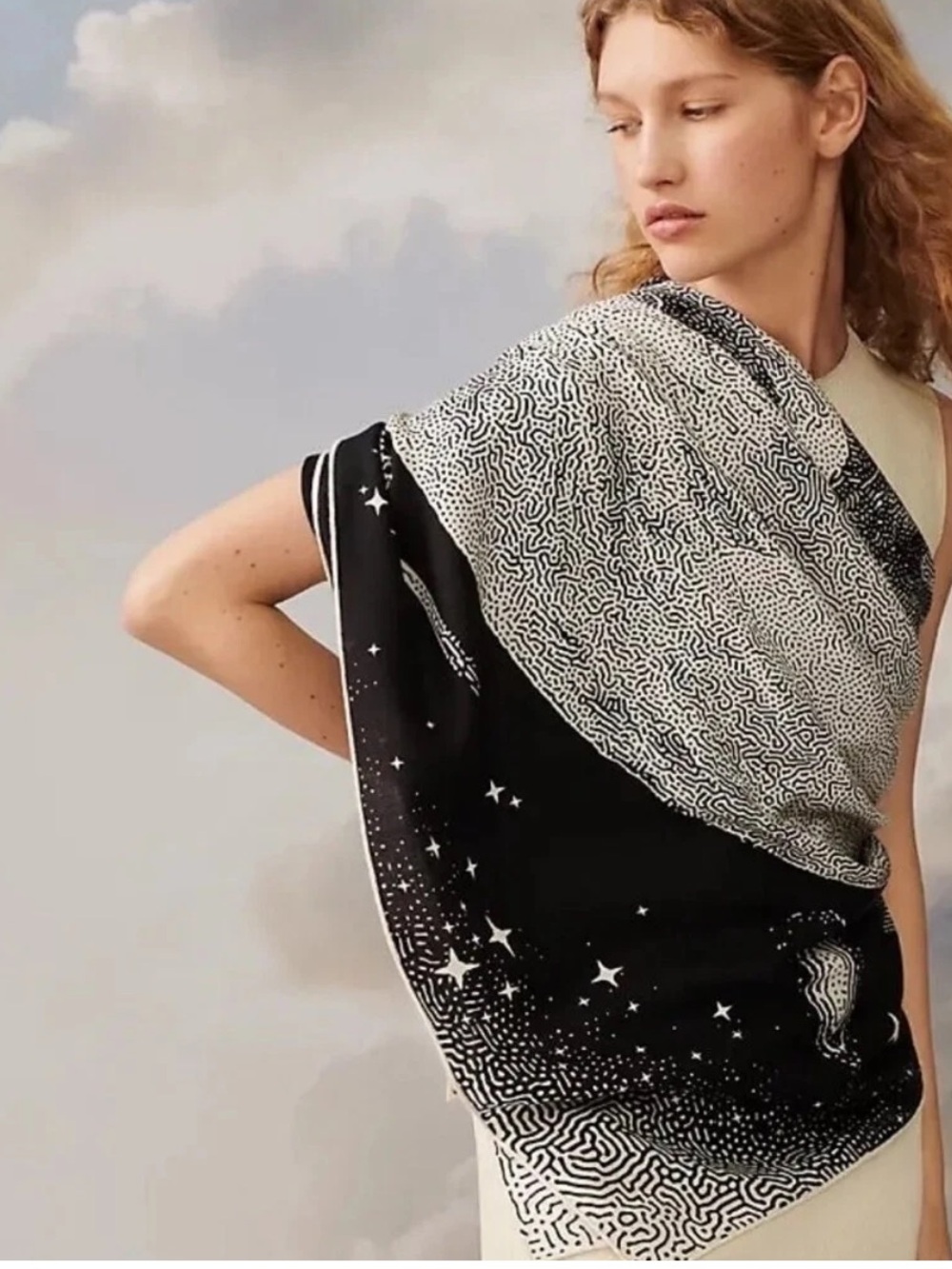 NO OFFERS! Hermes Black and White Clair de Lune Cashmere-Silk Shawl- Holy Grail!